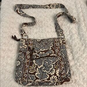 Vera Bradley Brown and Cream Crossbody Bag with Quilted Design